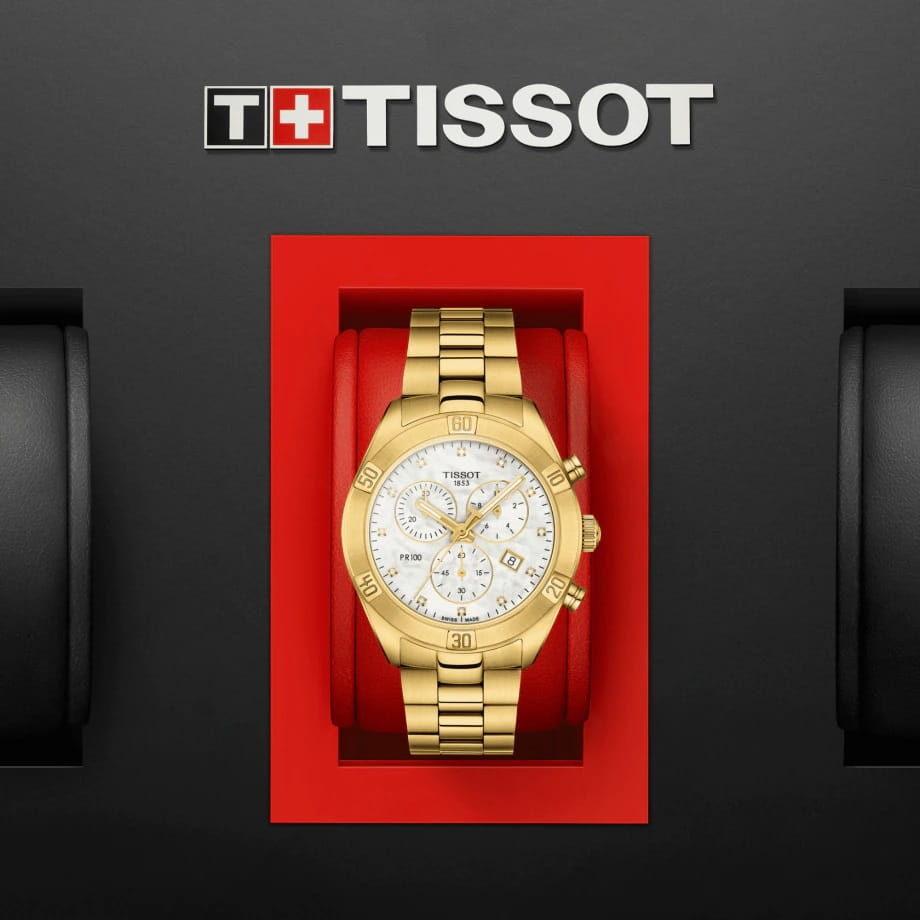 Tissot Tissot PR 100 Sport Chic Chronograph T101.917.33.116.01, t-classic швейцария женские часы на браслете сталь c pvd покрытием боковой вид